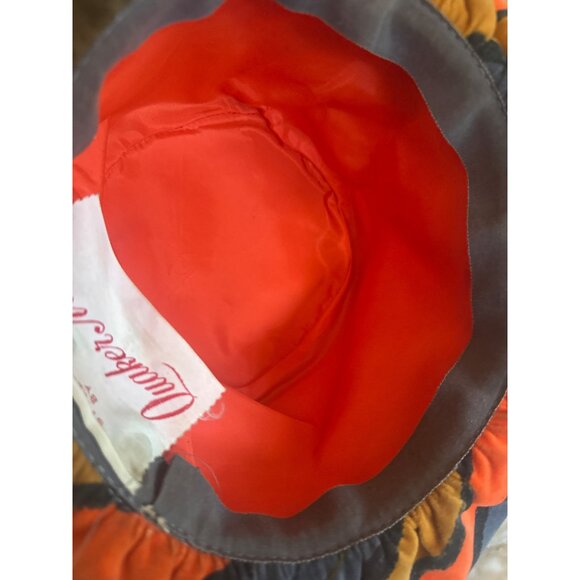 Vintage Quaker Maid Womens Hat Bow & Bold Striped Design Orange Brown Retro - Picture 6 of 6